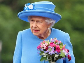 Britain's Queen Elizabeth II attends the Ceremony of the Keys at the Palace of Holyroodhouse in Edinburgh, June 28, 2021.