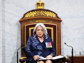 Governor General Mary Simon delivers the throne speech, at the Senate, in Ottawa, Nov. 23, 2021.