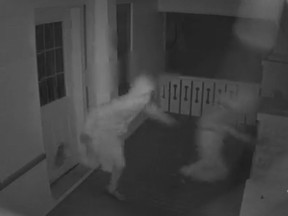 OPP are seeking to identify three males who kicked down a door in Port Dover on Saturday