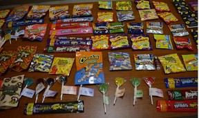 Edibles in illegal packaging, starkly similar to various well-known candy products, were seized when cops raided an unlicensed cannabis dispensary in North York in November 2021.