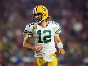 Green Bay Packers quarterback Aaron Rodgers against the Arizona Cardinals at State Farm Stadium.