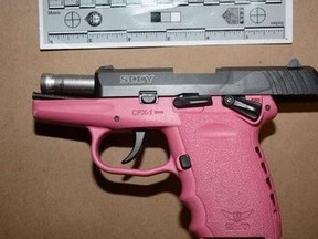 An SCCY Firearms CPX-1 9-mm pink gun