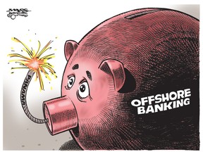 anama Papers are explosive to offshore banking. (Cartoon by Malcolm Mayes)