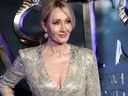 Writer JK Rowling poses for the European premiere of the film 