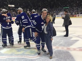 Barb Underhill poses with one of her more successful ‘students’, Mason Marchment, after the Marlies had captured the Calder Cup in 2018. Marchment is now a regular with the Florida Panthers.