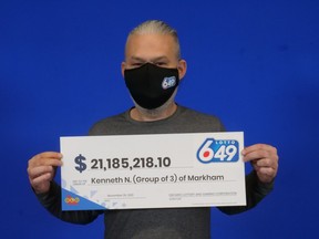 Kenneth Nitsotolis, of Markham, along with pals Bill Tepelenas and Dino Martino, both of Toronto, won the jackpot of the Sept. 22 Lotto 6/49 draw.