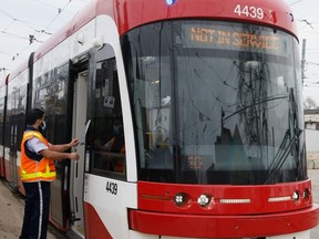 A TTC streetcar in Toronto.