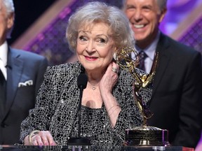 Actress Betty White accepts Daytime Emmy Lifetime Achievement Award onstage during The 42nd Annual Daytime Emmy Awards at Warner Bros. Studios on April 26, 2015 in Burbank, Calif.