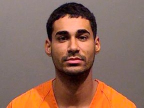 Rogel Lazaro Aguilera-Mederos appears in a Lakewood Police booking photo after he was arrested for suspicion of multiple counts of vehicular homicide following a crash on the I-70 in Lakewood, Colorado April 26, 2019.