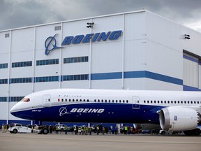 A Boeing 787-10 Dreamliner taxis past the Final Assembly Building at Boeing South Carolina in North Charleston, South Carolina, March 31, 2017.