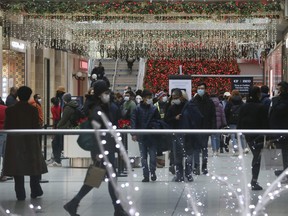 People shot in the Eaton Centre in Toronto on Thursday, Dec. 23, 2021.