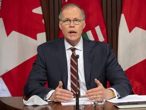 Adalsteinn Brown, co-chair of Ontario's COVID-19 science advisory table, delivers updated projections at Queen’s Park in Toronto on Friday, April 16, 2021.