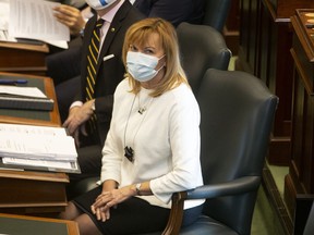 Ontario's Health Minister Christine Elliott attends question period at the Queen's Park in Toronto on Monday, November 29, 2021.