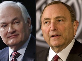 NHL Players Association executive director Donald Fehr, left, and NHL commissioner Gary Bettman.