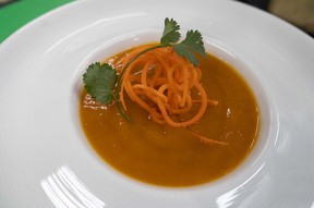 Carrot, ginger and rosemary soup.