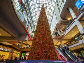 The giant Christmas tree at Toronto's Eaton Centre on Saturday, Dec. 4, 2021.