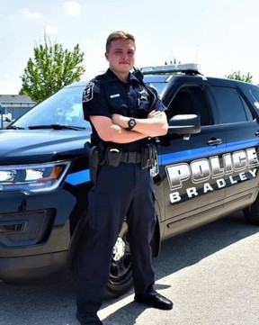 Bradley Police Officer Tyler Bailey, 27, was wounded in a shooting.