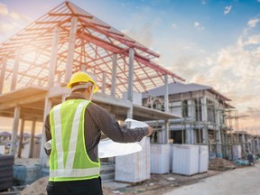 A residential construction job site.