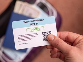 Illustration of a COVID-19 vaccination certificate.