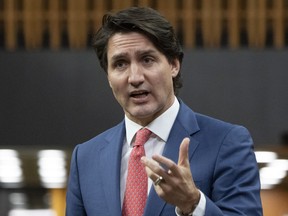 Prime Minister Justin Trudeau rises during Question Period, Wednesday, December 1, 2021 in Ottawa.  THE CANADIAN PRESS/Adrian Wyld