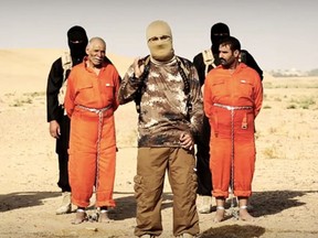 Images from an ISIS video shows Iraqi men who were burnt to death.