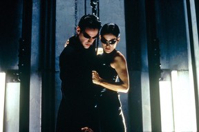 Keanu Reeves and Carrie-Anne Moss in a scene from 1999’s The Matrix.