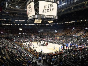 A view of the reduced capacity at Scotiabank Arena due to COVID-19 restrictions for a game between the Golden State Warriors and Toronto Raptors.