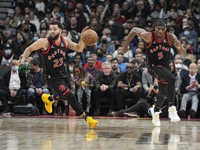 Toronto Raptors guard Fred VanVleet (23) and forward Precious Achiuwa are two of the latest Raptors to land in the NBA's health and safety protocols.