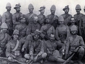 A group of  officers of the 2nd (Special Service) Battalion, Royal Canadian Regiment, in South Africa, circa 1900. About 1,039 soldiers from all seven Canadian provinces enlisted with the battalion and reached South Africa on Nov. 29, 1899.