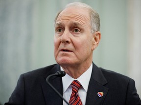 Southwest Airlines CEO Gary Kelly testifies before the Senate Commerce, Science, and Transportation Committee in the Russell Senate Office Building on Capitol Hill, in Washington, D.C., Dec. 15, 2021