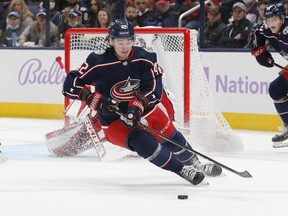 Alexandre Texier and the Columbus Blue Jackets take on the Leafs Tuesday night. USA TODAY