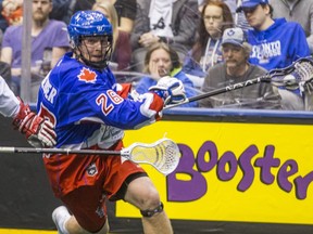 Toronto Rocks Tom Schreiber scored his 99th career goal in an 11-7 loss at Halifax on Friday night.