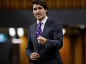 Canada's Prime Minister Justin Trudeau speaks in response to the Throne Speech in the House of Commons on Parliament Hill in Ottawa, Ontario, Canada November 30, 2021.
