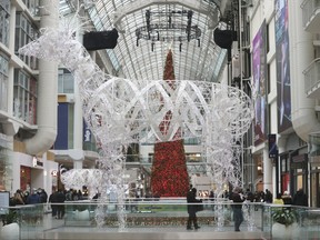 Last-minute Christmas shopping at the not-so-crowded Toronto Eaton Centre on Thursday, Dec. 23, 2021.