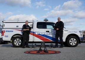 Toronto Police Consts. Douglas Elo (R) and Mike Ramsay (L), both training officers in the Search Management section of the Emergency Management & Public Order Unit, have seen the RPAS program grow to include 16 aircraft and 24 licensed pilots.