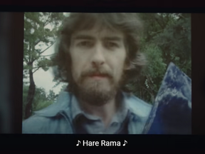 George Harrison is seen in a screengrab from the new music video for My Sweet Lord.