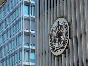 A logo is pictured on the headquarters of the World Health Orgnaization (WHO) in Geneva, Switzerland, June 25, 2020.