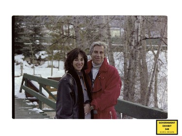 An undated photo shows Jeffrey Epstein and Ghislaine Maxwell. The photo was entered into evidence by the U.S. Attorney's Office on Dec. 7, 2021 during the trial of Ghislaine Maxwell, the Jeffrey Epstein associate accused of sex trafficking, in New York City.