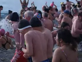 Taken from a YouTube video, this is what the Polar Bear Swim looked like in 2019
