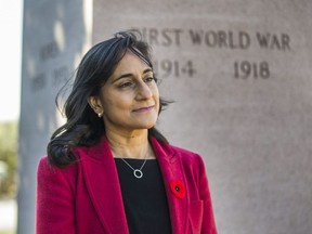 Minister of National Defence Anita Anand after the Remembrance Day ceremony at Chris Vokes Memorial Park in Oakville, Ont. on Sunday November 7, 2021.