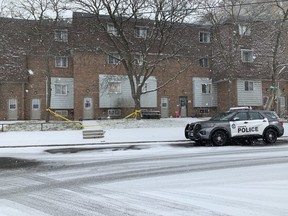 Toronto Police at the scene of a fatal shooting on Humber Blvd., near Alliance Ave., Monday, Dec. 27, 2021