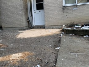 A townhouse complex where a shooting occurred. Scott Laurie/Toronto Sun