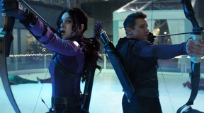 Kate Bishop (Steinfeld) and Clint Barton (Jeremy Renner) are trying to survive the holidays in New York City in “Hawkeye.” (Photo courtesy of Marvel Studios)