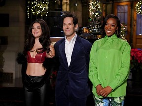 Earlier in the week: Host Paul Rudd, musical guest Charli XCX and cast member Ego Nwodim during promos in Studio 8H.