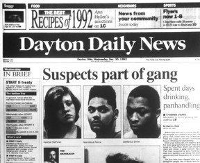 The front page of the Dec. 30, 1992 edition of the Dayton Daily News devoted coverage to the Christmas weekend spree killings that left six dead and two injured.