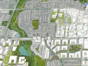 The vision for Uptown Brampton is to create a series of interconnected, walkable neighbourhoods that reduces dependence on cars. A total of 10 different 
development projects are now underway. Current population in the area is 27,000 and will exceed 100,000 when fully built.