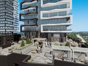 With its imposing black metal and glass design, the developers of the two-tower Duo Condos in Uptown Brampton intend to make a statement. SUPPLIED
