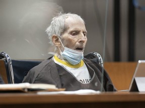 Robert Durst seated with attorney Dick DeGuerin, was sentenced to life without the possibility of parole on October 14, 2021 in Los Angeles, California.