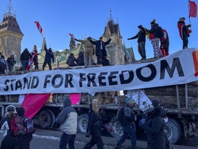 Protesters in downtown Ottawa on Saturday, Jan. 29, 2022.