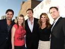 From left to right: John Stamos, Jodi Sweetin, Bob Saget, Lori Loughlin, and Dave Coulier arrive to 
